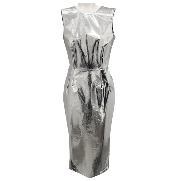 Dolce & Gabbana x Kim Silver Metallic Spring 2023 Foiled Midi Dress - Picture 1 of 6